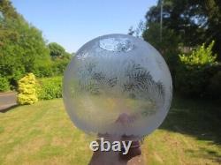 Original Antique Acid Etched Round Duplex Round Ball Oil Lamp Shade