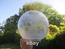 Original Antique Acid Etched Round Duplex Round Ball Oil Lamp Shade