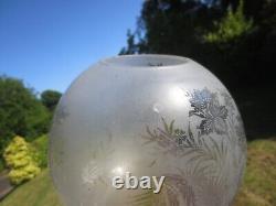 Original Antique Acid Etched Round Duplex Round Ball Oil Lamp Shade