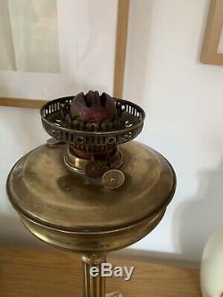 Original Antique Brass Oil Lamp Corinthian Victorian Duplex