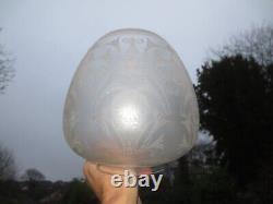 Original Antique Crystal Etched Duplex Beehive Pattern Oil Lamp Shade