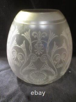 Original Antique Crystal Etched Duplex Beehive Pattern Oil Lamp Shade