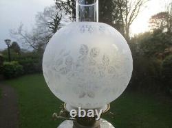 Original Antique Crystal Etched Duplex Oil Lamp Shade