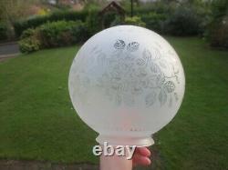 Original Antique Crystal Etched Duplex Oil Lamp Shade