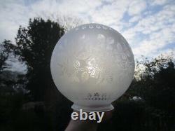 Original Antique Crystal Etched Duplex Oil Lamp Shade