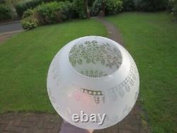 Original Antique Crystal Etched Duplex Oil Lamp Shade