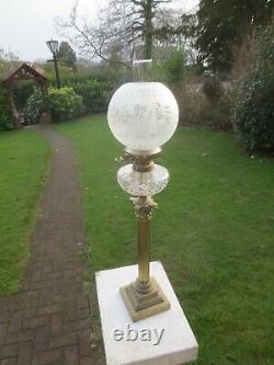 Original Antique Crystal Etched Duplex Oil Lamp Shade