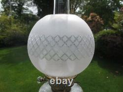 Original Antique Cut Glass Duplex Oil Lamp Shade