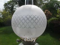 Original Antique Cut Glass Duplex Oil Lamp Shade