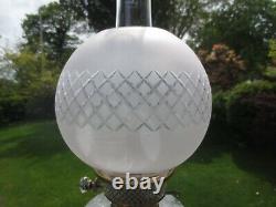 Original Antique Cut Glass Duplex Oil Lamp Shade