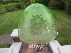 Original Antique Veritas Beehive Green Acid Etched Duplex Oil Lamp Shade