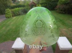 Original Antique Veritas Beehive Green Acid Etched Duplex Oil Lamp Shade