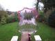 Original Antique Victorian Cranberry Glass Frilly Top Duplex Oil Lamp Shade