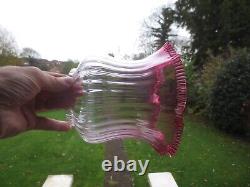 Original Antique Victorian Cranberry Glass Frilly Top Duplex Oil Lamp Shade