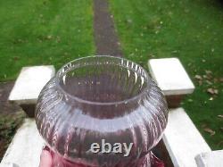 Original Antique Victorian Cranberry Glass Frilly Top Duplex Oil Lamp Shade