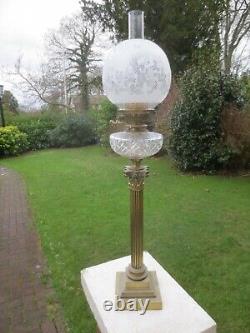 Original Antique Victorian Glass Acid Etched Pattern Duplex Oil Lamp Shade