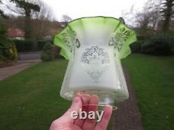 Original Antique Victorian Green Glass Veritas Duplex Oil Lamp Shade