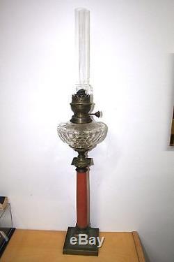 Original Antique Victorian Marble Column Oil Lamp