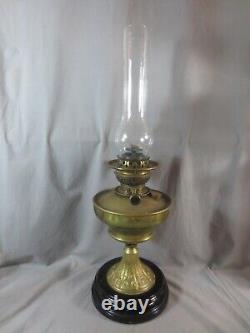 Original Antique Vintage Veritas Central Draught Brass Table Oil Lamp & Chimney