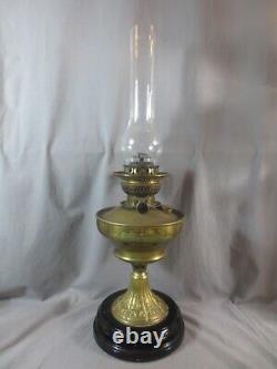 Original Antique Vintage Veritas Central Draught Brass Table Oil Lamp & Chimney