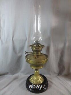 Original Antique Vintage Veritas Central Draught Brass Table Oil Lamp & Chimney