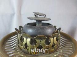 Original Antique Vintage Veritas Central Draught Brass Table Oil Lamp & Chimney