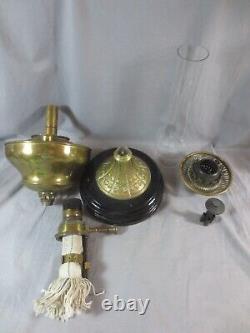 Original Antique Vintage Veritas Central Draught Brass Table Oil Lamp & Chimney