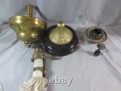 Original Antique Vintage Veritas Central Draught Brass Table Oil Lamp & Chimney
