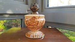 Original Royal Worcester Blush Oil Lamp Ceramic China Pottery Flowers Burner
