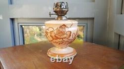 Original Royal Worcester Blush Oil Lamp Ceramic China Pottery Flowers Burner