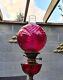 Original Ruby Red Cranberry Optic Glass Gothic Style Messenger Oil Lamp NO Base