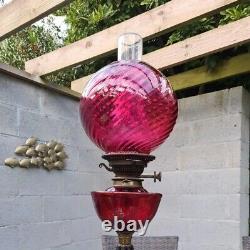 Original Ruby Red Cranberry Optic Glass Gothic Style Messenger Oil Lamp NO Base