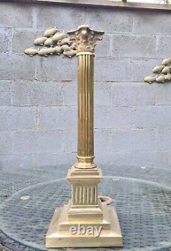 Original Victorian 18.5 Inch Solid brass column stepped oil lamp base 23mm Fit