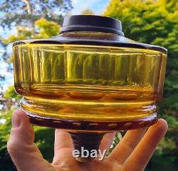 Original Victorian Amber Gold Facet Cut Glass Oil Lamp Font 6.25 / 15.875cm