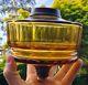 Original Victorian Amber Gold Facet Cut Glass Oil Lamp Font 6.25 / 15.875cm