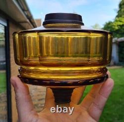 Original Victorian Amber Gold Facet Cut Glass Oil Lamp Font 6.25 / 15.875cm