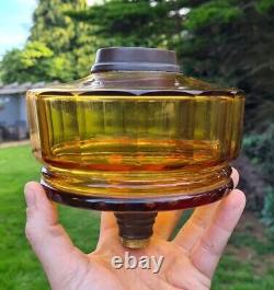 Original Victorian Amber Gold Facet Cut Glass Oil Lamp Font 6.25 / 15.875cm