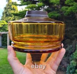 Original Victorian Amber Gold Facet Cut Glass Oil Lamp Font 6.25 / 15.875cm