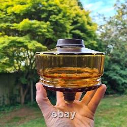 Original Victorian Amber Gold Facet Cut Glass Oil Lamp Font 6.25 / 15.875cm