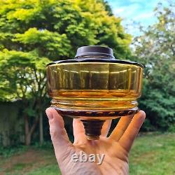 Original Victorian Amber Gold Facet Cut Glass Oil Lamp Font 6.25 / 15.875cm