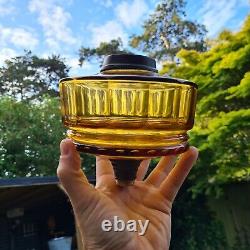 Original Victorian Amber Gold Facet Cut Glass Oil Lamp Font 6.25 / 15.875cm