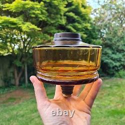 Original Victorian Amber Gold Facet Cut Glass Oil Lamp Font 6.25 / 15.875cm