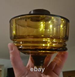 Original Victorian Amber Gold Facet Cut Glass Oil Lamp Font 6.25 / 15.875cm