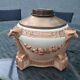 Original Victorian Amphora Pottery Blush Ivory Duplex Austrian Oil Lamp Eagles