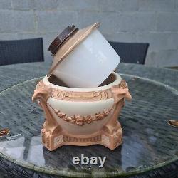 Original Victorian Amphora Pottery Blush Ivory Duplex Austrian Oil Lamp Eagles