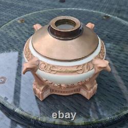 Original Victorian Amphora Pottery Blush Ivory Duplex Austrian Oil Lamp Eagles