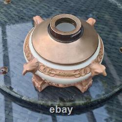 Original Victorian Amphora Pottery Blush Ivory Duplex Austrian Oil Lamp Eagles