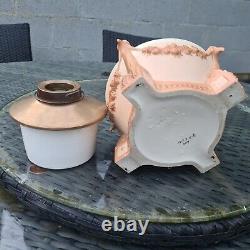 Original Victorian Amphora Pottery Blush Ivory Duplex Austrian Oil Lamp Eagles