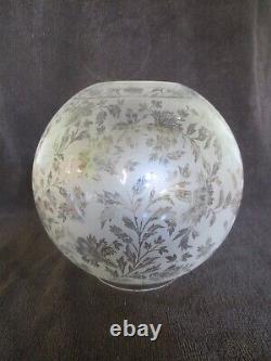 Original Victorian Antique Acid Etched Duplex Round Ball Oil Lamp Shade