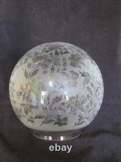 Original Victorian Antique Acid Etched Duplex Round Ball Oil Lamp Shade
